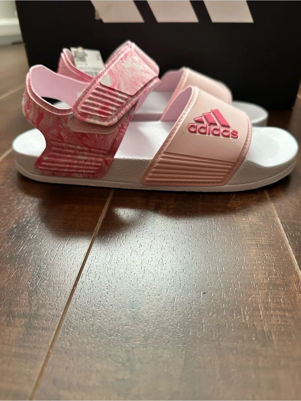Adidas Kids Pink Marble Strap Slide Sandals